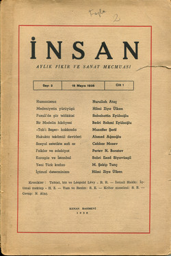 İnsan Dergisi - Aylık Fikir ve Sanat Mecmuası ; 15/Mayıs/1938; Sayı: 2